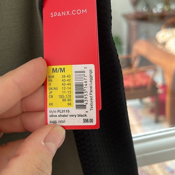 NWT Spanx textured panel leggings forest green M and top L - Picture 4 of 10